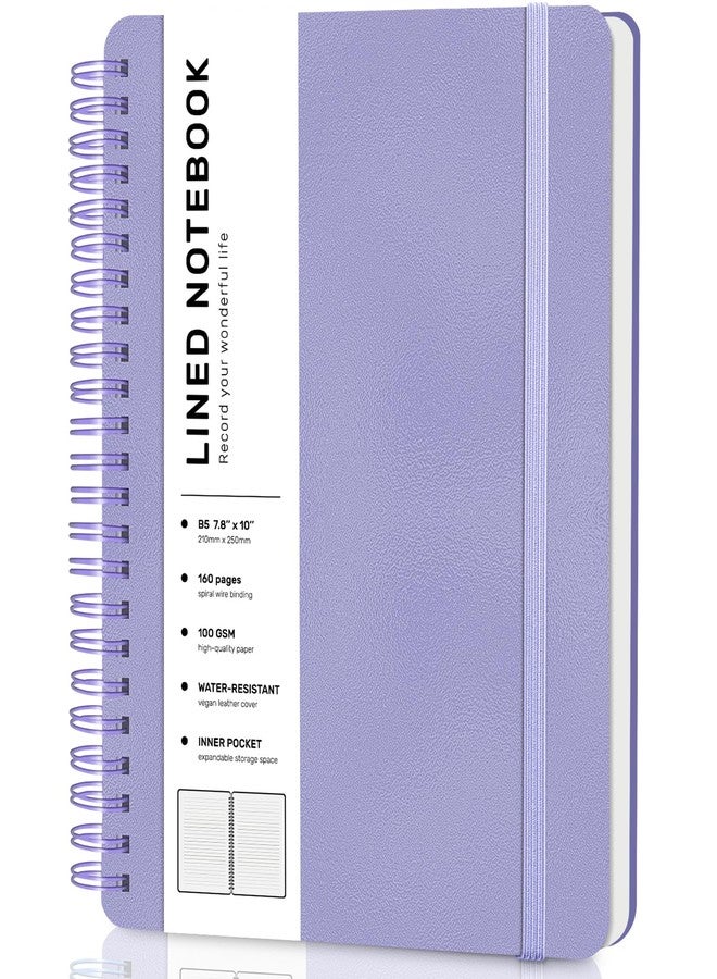 ABERLLS Lined Spiral Journal Notebook, B5 Spiral Notebook, 7.8''×10'' Journaling Notebooks for Work, School, Women, College Ruled Spiral Notebook, Hardcover Leather Notebook for Note Taking Business, Purple - Image 1