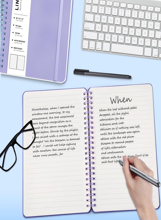 ABERLLS Lined Spiral Journal Notebook, B5 Spiral Notebook, 7.8''×10'' Journaling Notebooks for Work, School, Women, College Ruled Spiral Notebook, Hardcover Leather Notebook for Note Taking Business, Purple - Image 3