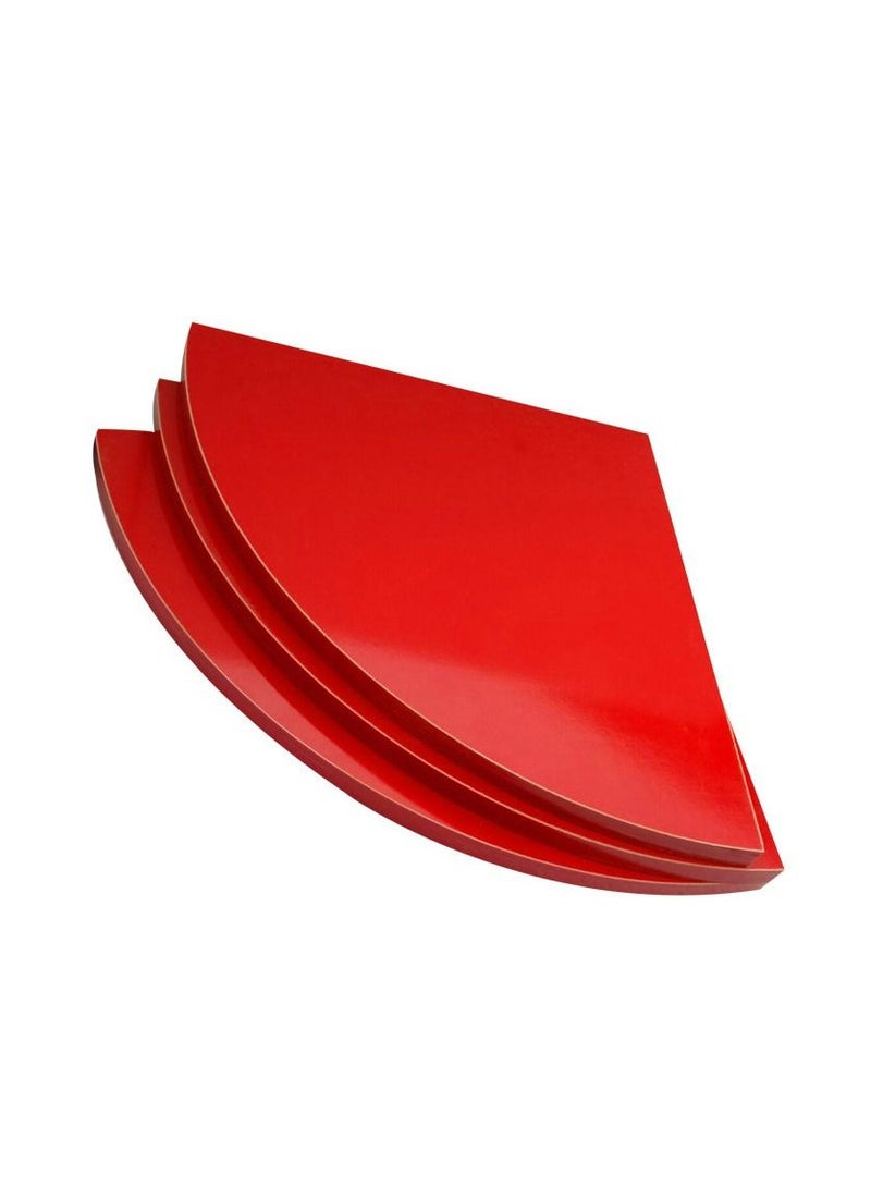 MARGOUN Floating Corner Wall Shelf 3Pcs Triangle Bookshelf Home Decor 3 Tier Display Organizer 25cm Red White  - Image 4