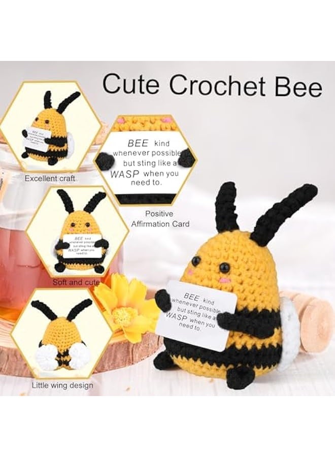 نيبمينينت نحلة إيجابية، صوف ممتاز، نحلة إيجابية لطيفة، محبوكة مع بطاقة تأكيد إيجابية، دمى محبوكة يدوياً إيجابية، هدايا إيجابية مثالية للعائلة والأصدقاء - Image 4