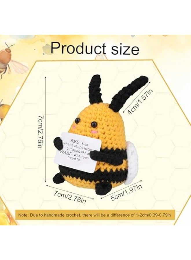 نيبمينينت نحلة إيجابية، صوف ممتاز، نحلة إيجابية لطيفة، محبوكة مع بطاقة تأكيد إيجابية، دمى محبوكة يدوياً إيجابية، هدايا إيجابية مثالية للعائلة والأصدقاء - Image 2