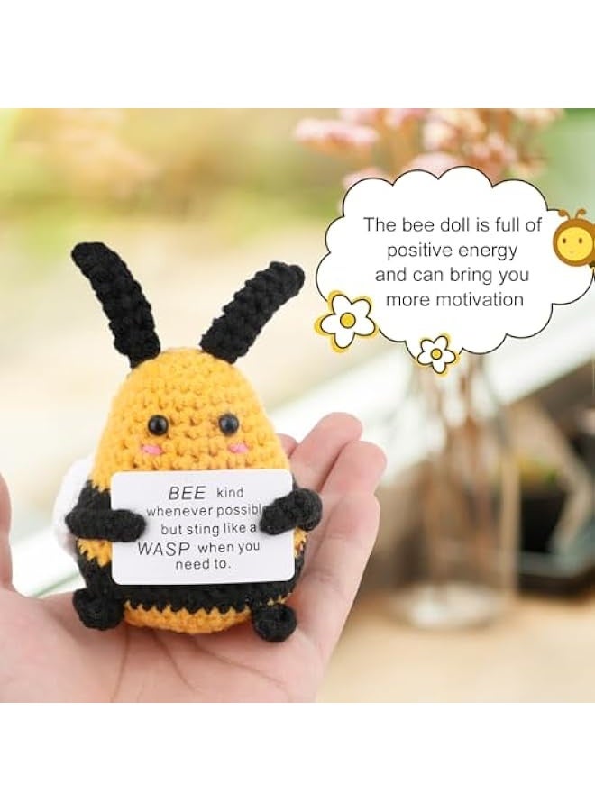 نيبمينينت نحلة إيجابية، صوف ممتاز، نحلة إيجابية لطيفة، محبوكة مع بطاقة تأكيد إيجابية، دمى محبوكة يدوياً إيجابية، هدايا إيجابية مثالية للعائلة والأصدقاء - Image 5