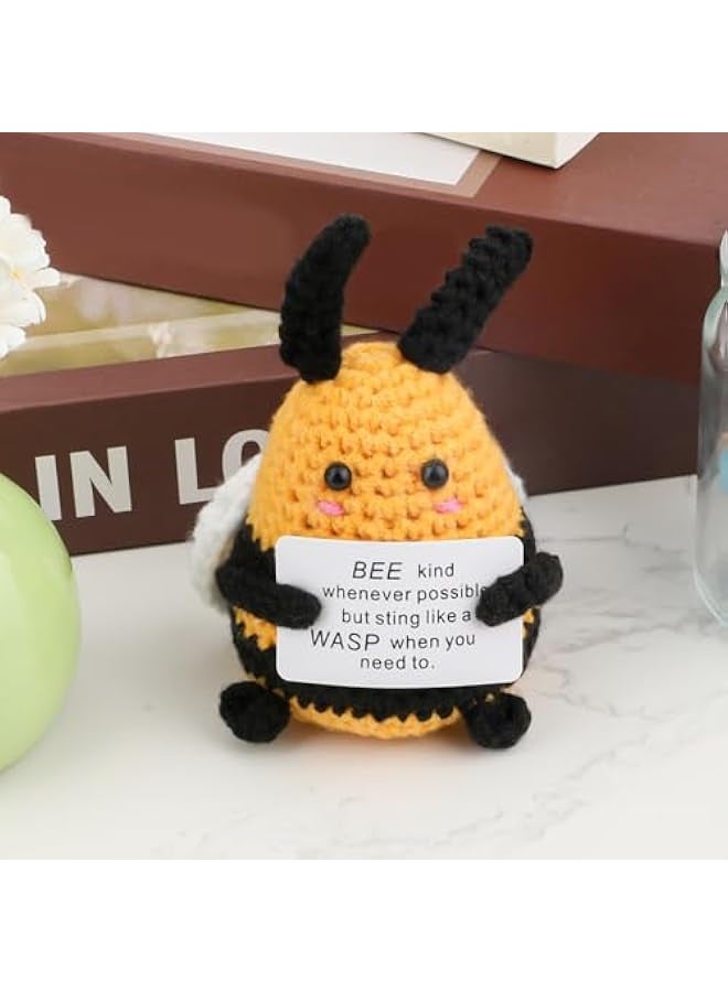 نيبمينينت نحلة إيجابية، صوف ممتاز، نحلة إيجابية لطيفة، محبوكة مع بطاقة تأكيد إيجابية، دمى محبوكة يدوياً إيجابية، هدايا إيجابية مثالية للعائلة والأصدقاء - Image 3