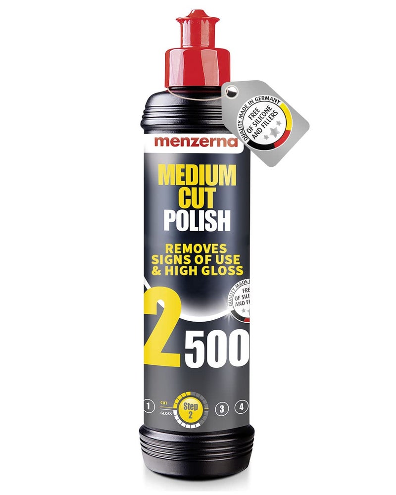 menzerna Medium Cut Polish 2500" I Abrasive Polishing Compound for Medium Scratches and Signs of Use I Buffing and Polishing Compound for Scratch Repair & a Glossy Finish I Silicone Free I 8 fl oz. - Image 1