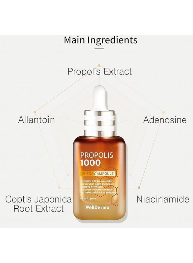 Wellderma أمبولة ويلدرما بروبوليس للوجه للبشرة الجافة والحساسة مرطبة للعناية بالبشرة الكورية لجمال الوجه 1.69 أونصة 50 مل - Image 3