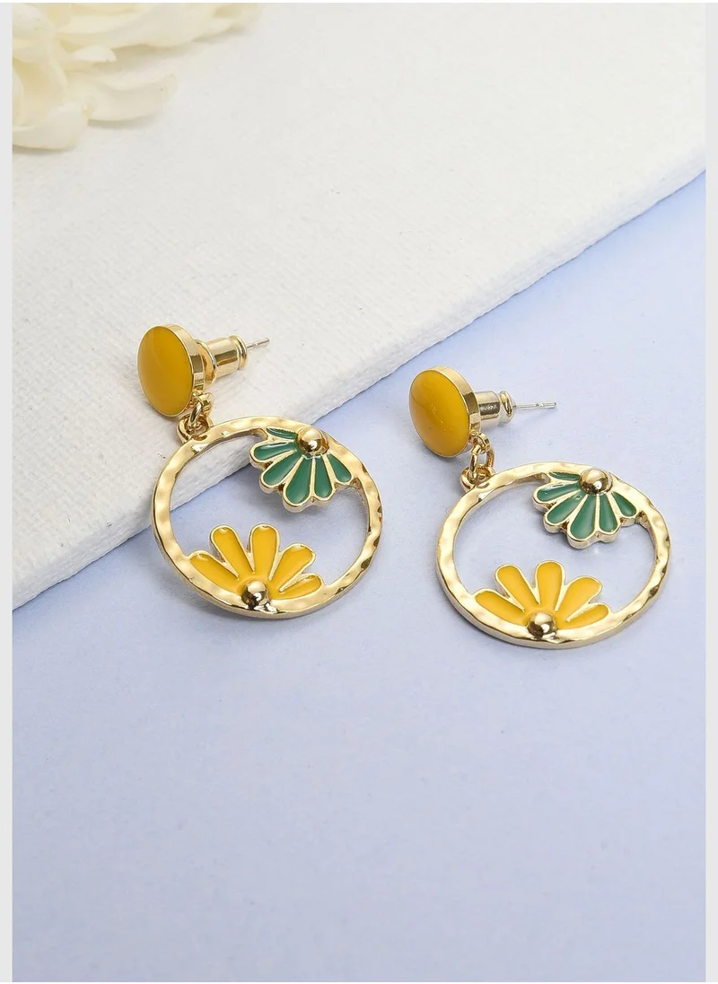 SOHI Gold Plated Designer Drop Earring