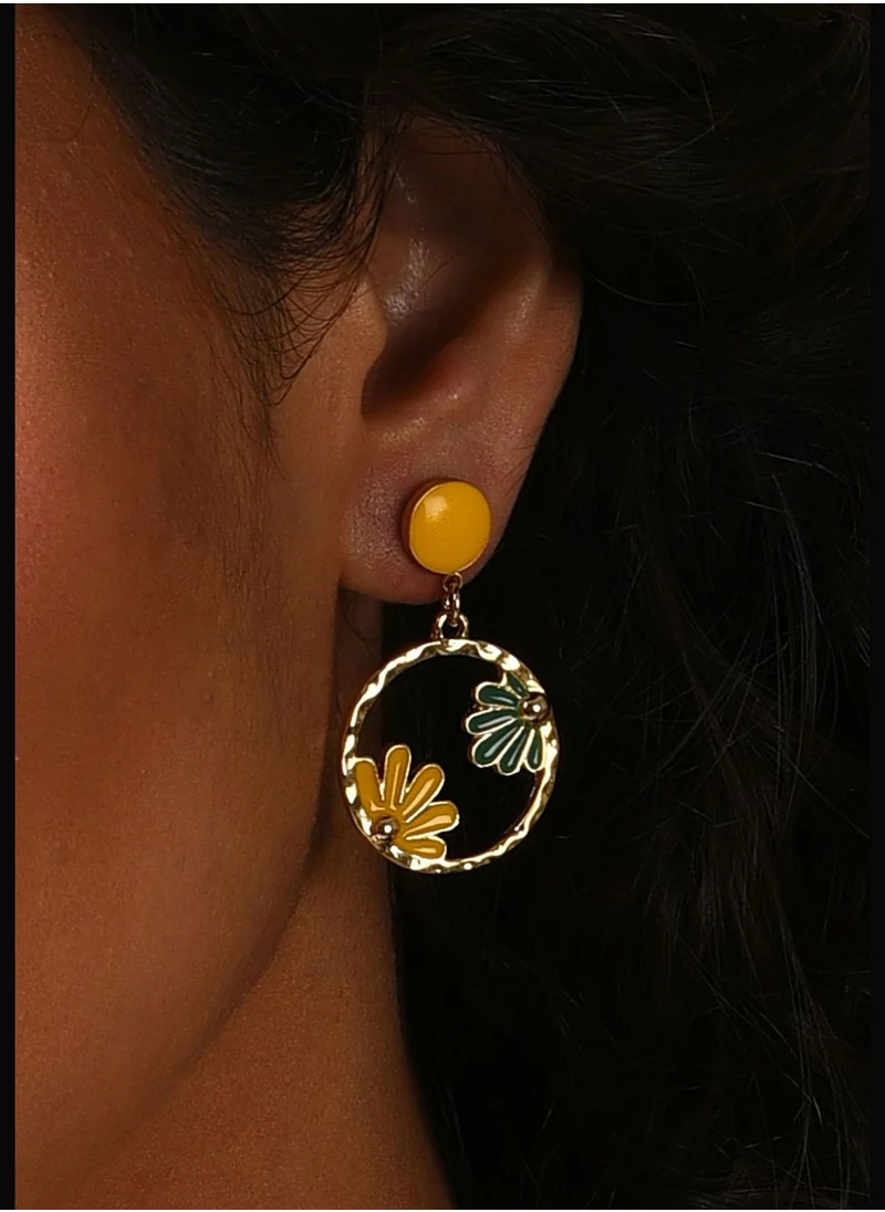 SOHI Gold Plated Designer Drop Earring