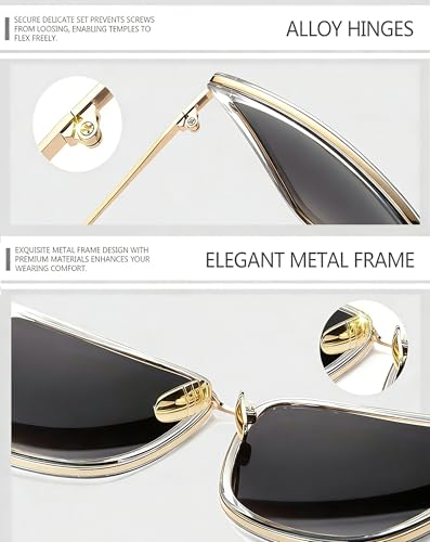 Joopin Oversized Cateye Sunglasses Fashion Cat Eye Sun Glasses UV Protection Trendy Becky Shades for Women Ladies Cute Sunnies (Black + Pink) - Image 4