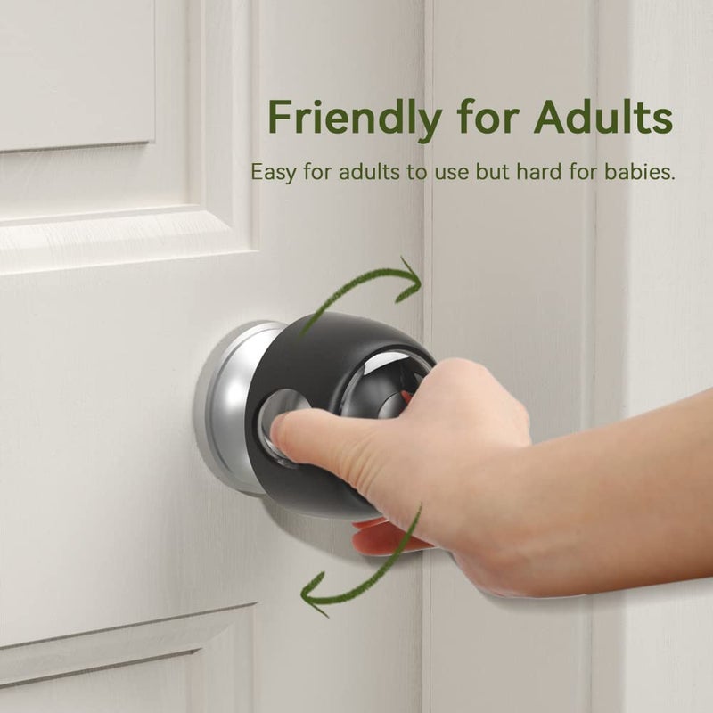EUDEMON 4 Pack Updated Door Knob Cover Baby Safety Door Lock Childproof Safety Cover Door Handle Cover for Kids Safety (Clear-Black) - Image 3