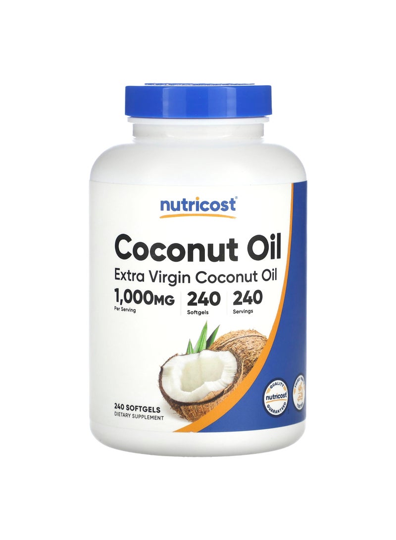 Nutricost Extra Virgin Coconut Oil, 1,000 mg, 240 Capsules