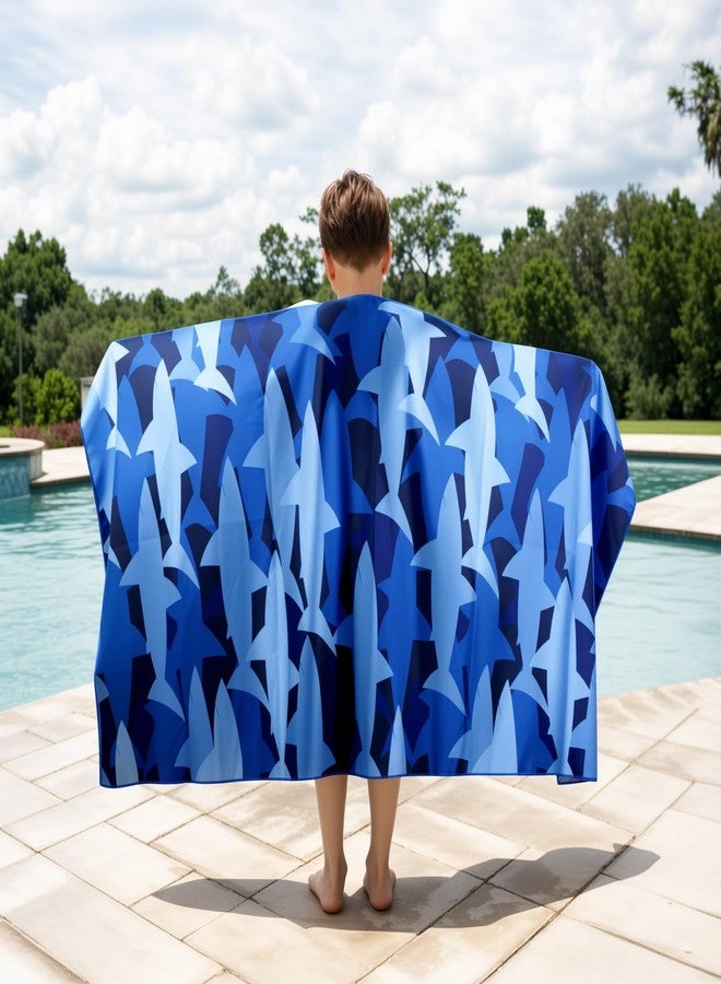 MelonBoat Large Microfiber Beach Towel: Navy Blue Shark Sand Free Beach Towel for Travel, Super Absorbent Quick Dry, Lightweight Compact for Kids Trip Vacation Beach Bath Yoga Camping Pool Swim - Image 4