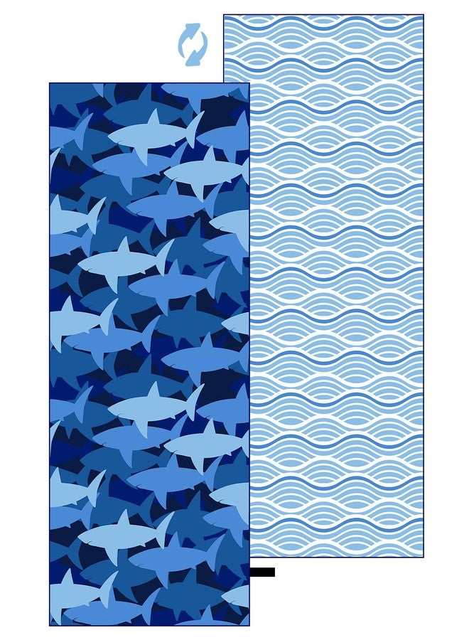 MelonBoat Large Microfiber Beach Towel: Navy Blue Shark Sand Free Beach Towel for Travel, Super Absorbent Quick Dry, Lightweight Compact for Kids Trip Vacation Beach Bath Yoga Camping Pool Swim - Image 1