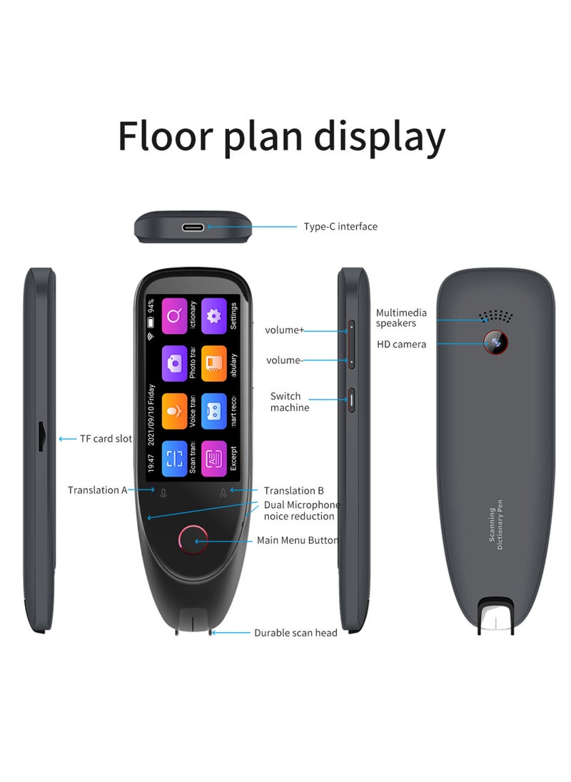 Generic - Dictionary Translation Pen Scanner Text Scanning Reading Translator Device Multilingual Scanner Noise Reduction Recording Pen Support 112 Languages  with 3'' Touchscreen - Image 1