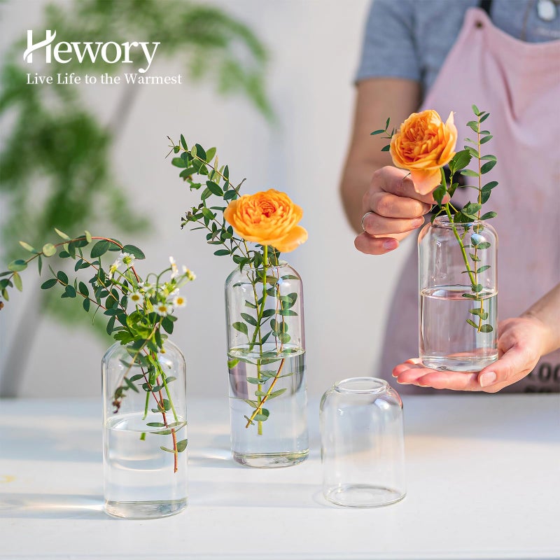 Hewory Glass Bud Vases for Flowers - Hewory Blown Modern Small Glass Vases for Centerpieces Set of 12, Mini Clear Bulk Flower Vases for Wedding Party Events Home Decor Floral Arrangement (Not Include Flower) - Image 3