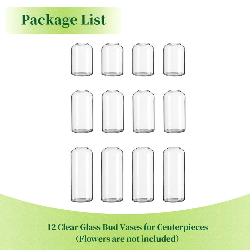 Hewory Glass Bud Vases for Flowers - Hewory Blown Modern Small Glass Vases for Centerpieces Set of 12, Mini Clear Bulk Flower Vases for Wedding Party Events Home Decor Floral Arrangement (Not Include Flower) - Image 5