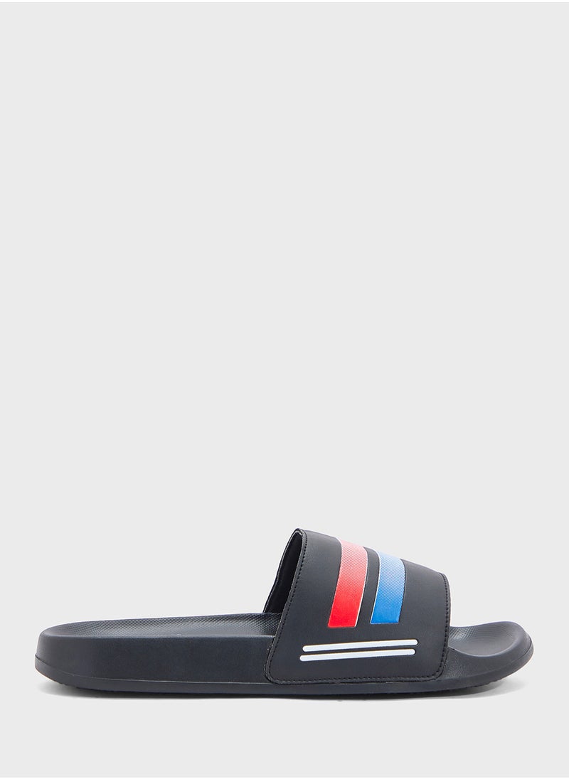 Seventy Five Stripes Detail Casual Slides  - Image 1