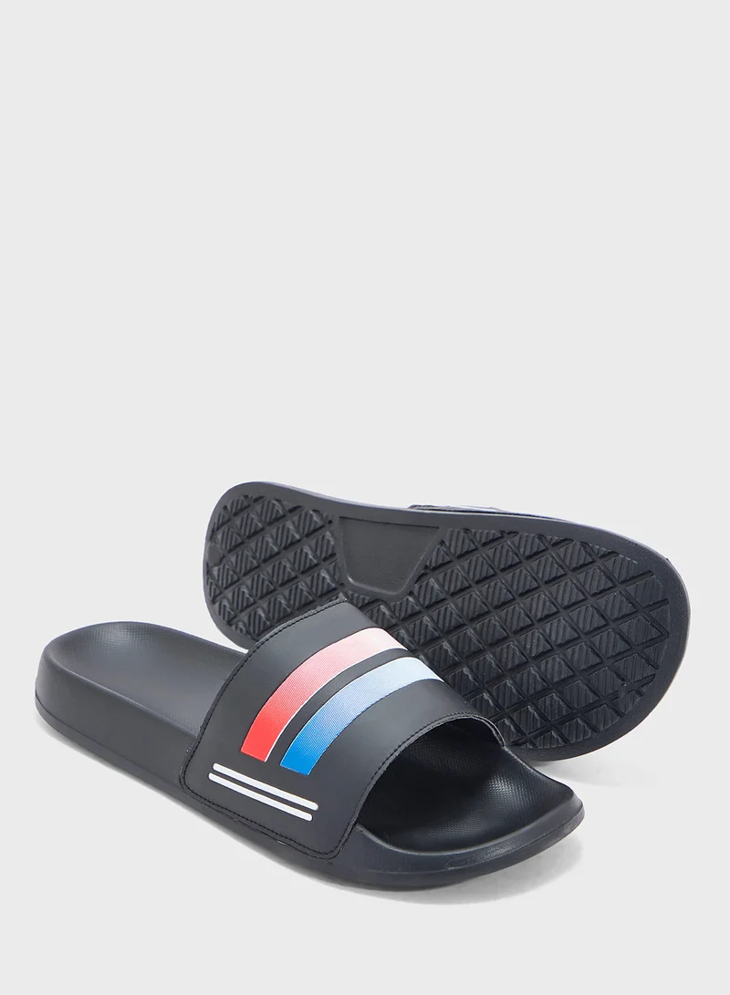 Seventy Five Stripes Detail Casual Slides