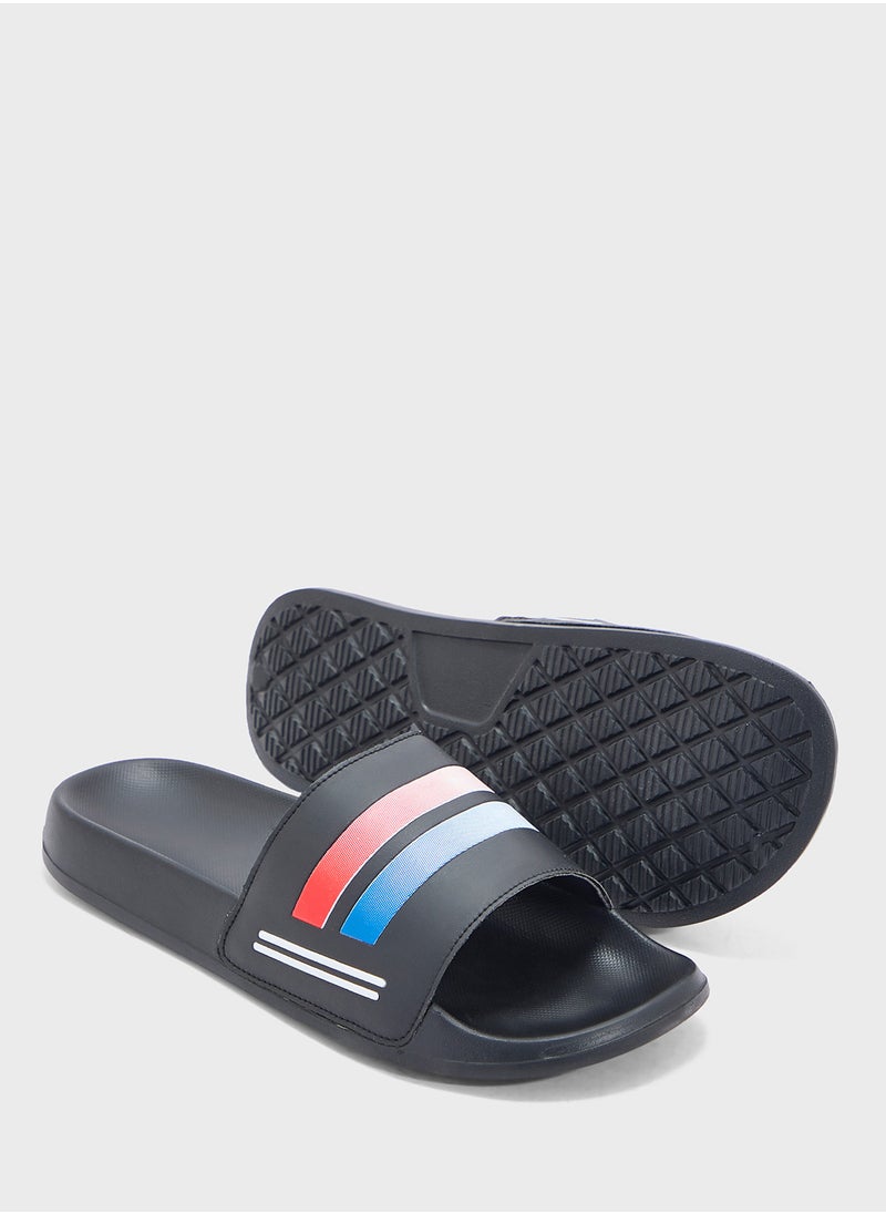 Seventy Five Stripes Detail Casual Slides  - Image 3
