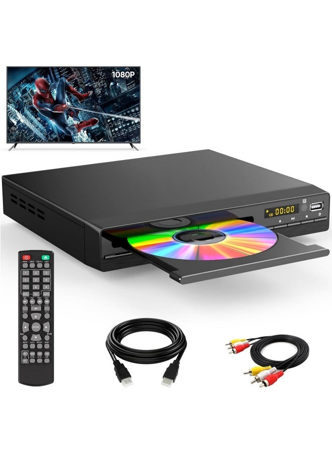 KADIP DVD Player, HDMI Region Free DVD Players for Smart TV, 1080P Upscaling, USB Input, HDMI/RCA Output Cable Included, Breakpoint Memory, Built-in PAL/NTSC, CD Players for Home - Image 1
