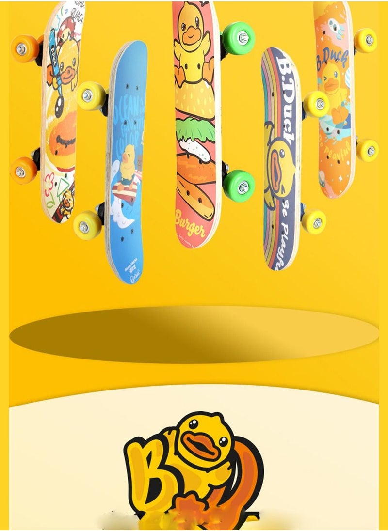 B.duck - Four Wheel 17" Mini Skateboard For Beginners 7 Layer Canadian Maple Wood Beginners Double Kick Concave Complete Skateboard For Kids - Image 1