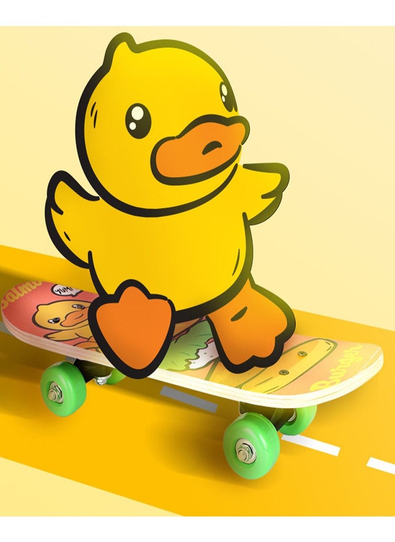 B.duck - Four Wheel 17" Mini Skateboard For Beginners 7 Layer Canadian Maple Wood Beginners Double Kick Concave Complete Skateboard For Kids - Image 1