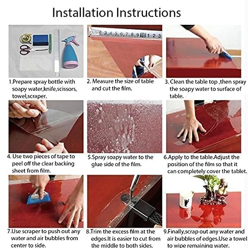 LIVECOOL Transparent Solid Wood Sticker Film Desktop Protective Film Self-Adhesive Glass Film Tea Table Baking Anti-Oil & High-Temperature Resistance Tile Sticker, (19 X 48 Inch) - Image 5