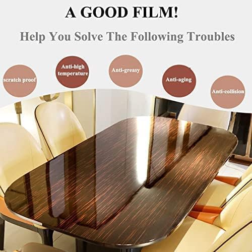 LIVECOOL Transparent Solid Wood Sticker Film Desktop Protective Film Self-Adhesive Glass Film Tea Table Baking Anti-Oil & High-Temperature Resistance Tile Sticker, (19 X 48 Inch) - Image 4