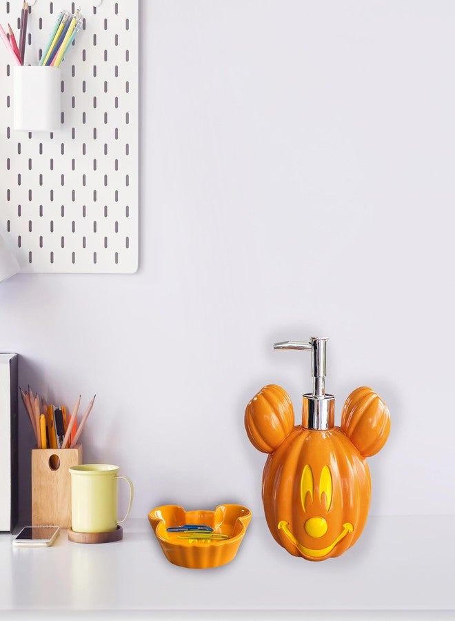 Jay Franco Disney Mickey Mouse Pumpkin Jack-O-Lantern Bathroom Decor Set - 2 Piece Autumn & Halloween Collection Includes Orange Lotion Pump & Soap Dish - Bathroom Accessories - Image 5