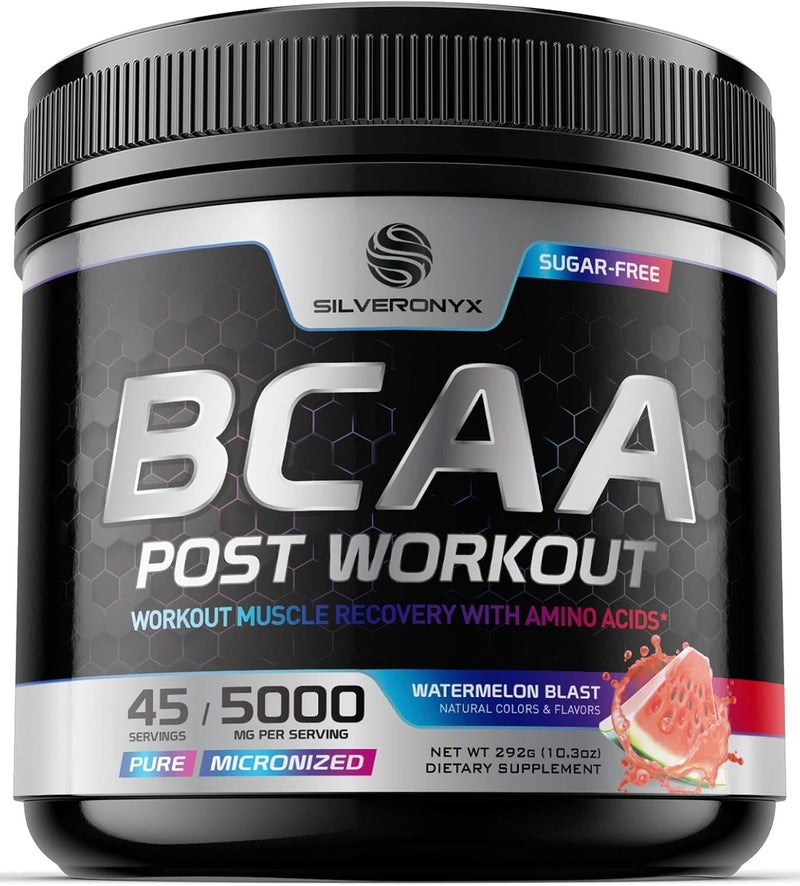 SilverOnyx Muscle Recovery Drink Powder with BCAA LGlutamine  Amino Acids  Best Muscle Recovery Supplements for Post Workout  Sugar Free Branched Chain Amino Acid Supplement for Women  Men  45 Servings - Image 1