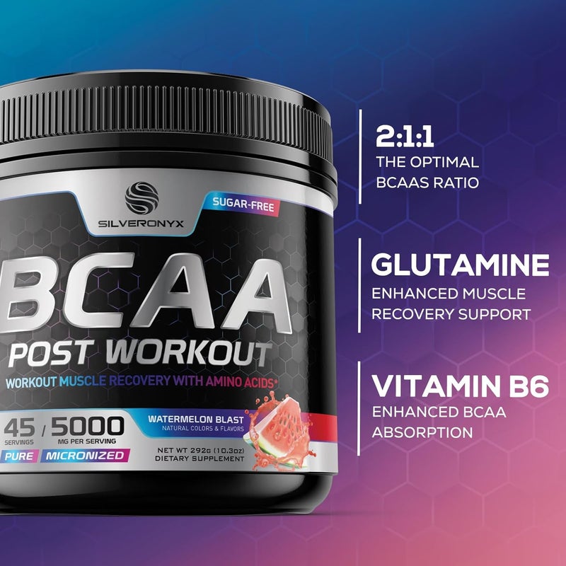 SilverOnyx Muscle Recovery Drink Powder with BCAA LGlutamine  Amino Acids  Best Muscle Recovery Supplements for Post Workout  Sugar Free Branched Chain Amino Acid Supplement for Women  Men  45 Servings - Image 5