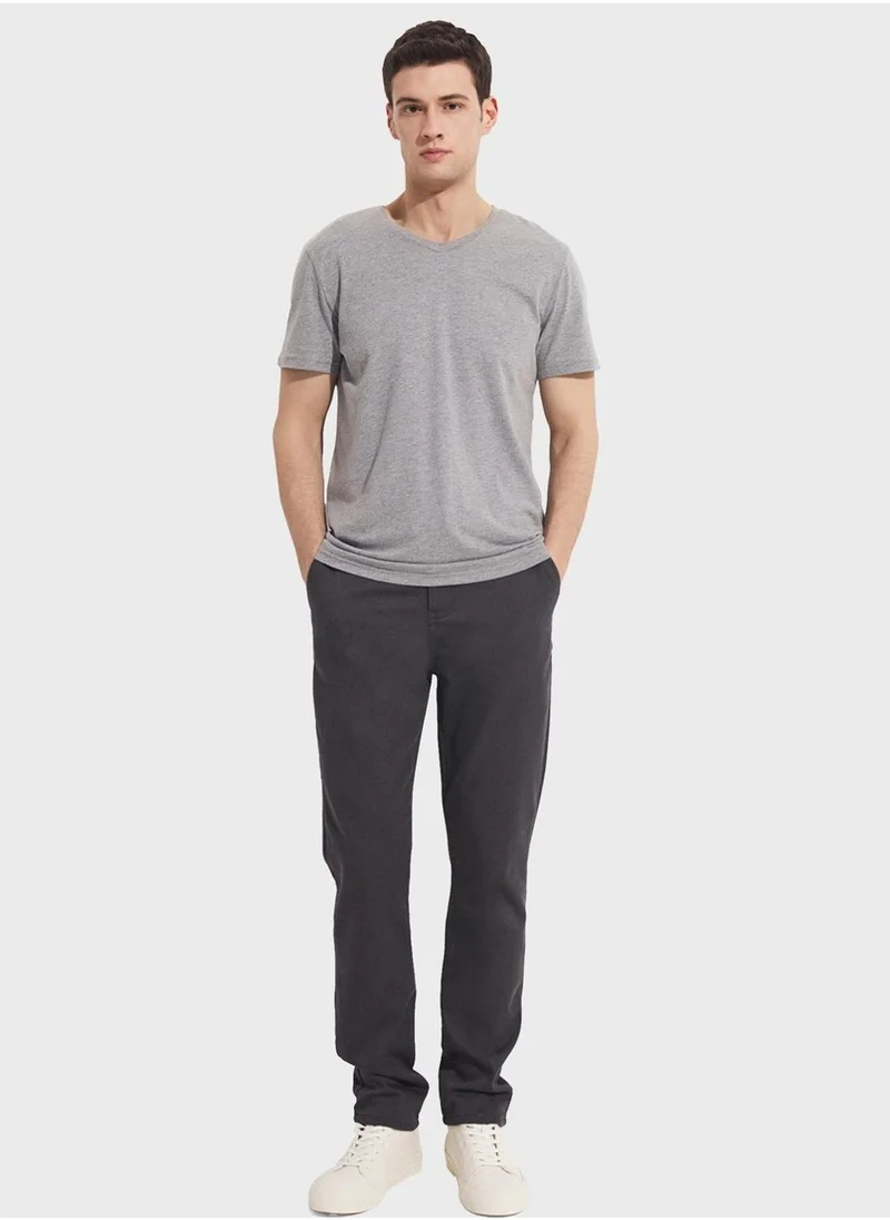 JUNE Textured Straight Fit Trousers