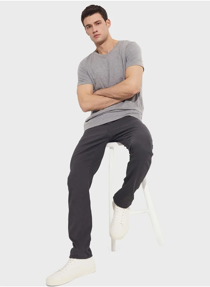 JUNE Textured Straight Fit Trousers