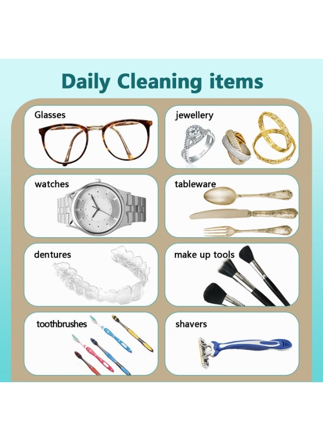 كوفوز OSHIMA تنظيف بالموجات فوق الصوتية، المحمولة المهنية تنظيف بالموجات فوق الصوتية، 45000 هرتز تنظيف المجوهرات بالموجات فوق الصوتية مع 3 أوضاع التنظيف نظارات تنظيف جهاز للنظارات الساعات والأسنان - Image 4