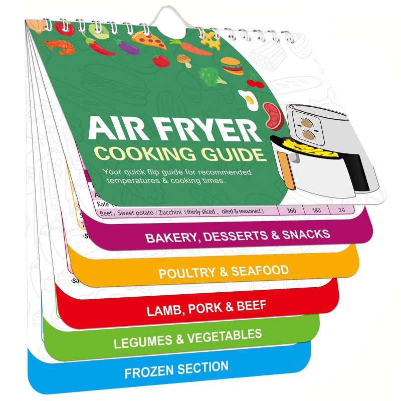 Air Fryer Cooking Guide, Air Fryer Cooking Guide Cookbook Quick Reference Cooking Time Chart Guide for Air Fryer Accessories Cooking Air Fryer Cheat Sheet Set