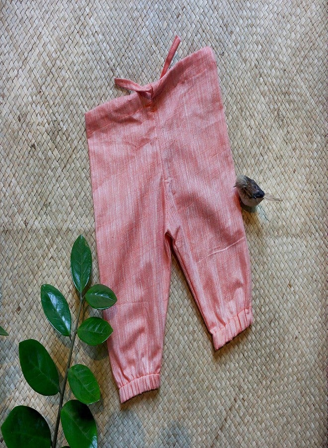 Picksparrow بنطلون بيجاما/سروال/سروال نوم كامل الطول من قطن شامبراي للأطفال من بيكسبارو (طقم من قطعتين) (أزرق ملكي - خوخي، 2-3 سنوات) - Image 4