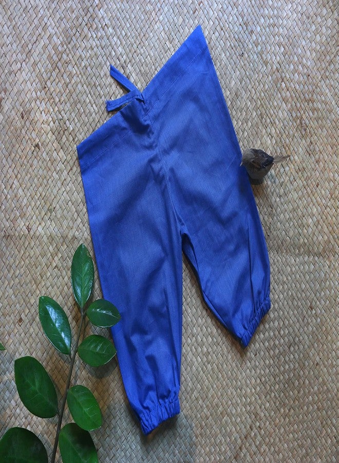 Picksparrow بنطلون بيجاما/سروال/سروال نوم كامل الطول من قطن شامبراي للأطفال من بيكسبارو (طقم من قطعتين) (أزرق ملكي - خوخي، 2-3 سنوات) - Image 3