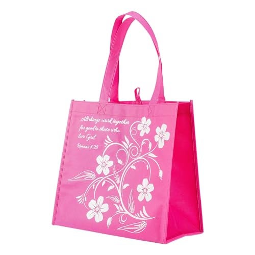 Divinity Boutique Work All Things Good Romans 8:28 Pink Reusable 12 x 12 Eco Friendly Tote Bag by Divinity Boutique - Image 2