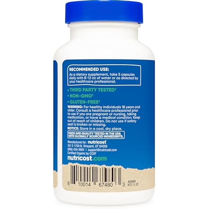 Nutricost Fiber Capsules with Prebiotic Fiber Supplement 150 Capsules - CCOF Certified Supplement, Made with Organic Psyllium Husk & Organic Jerusalem Artichoke, Gluten Free, 3 G Per Serving - Image 4