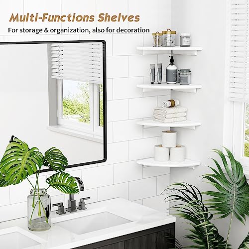 Forbena White Corner Floating Shelves for Wall Set of 4, Rounded Corner Shelves Wall Mounted for Kids Bedroom Books, Cute Wood Hanging Corner Shelf for Bathroom Decor, Living Room, Small Spaces - Image 3