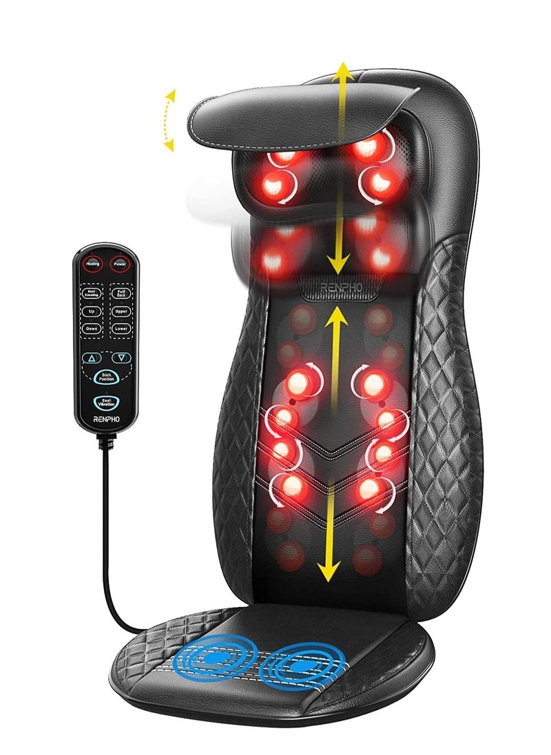 RENPHO - RENPHO Electric Back Massager for Chair, Massage Cushion, Shiatsu Massage Chair with Heat for the Whole Back and Neck, Adjustable Height, Use at Home and Office - Image 1