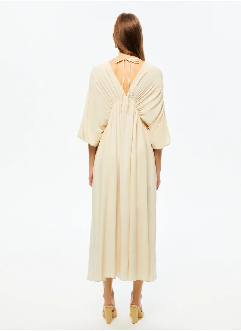 Nocturne Surplice Neck Ruched Detail Dress