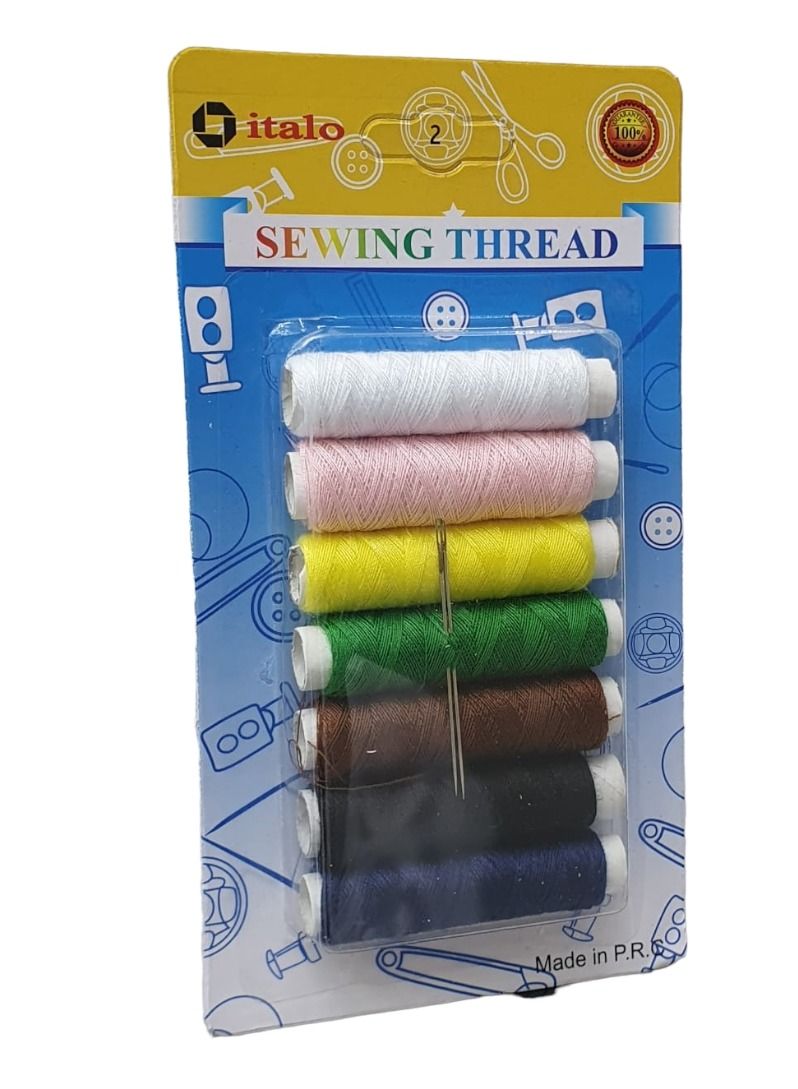 ITALO 7-Piece of Spun Polyester Sewing Thread For General Sewing And Repair Purpose Multi Colour Approx 50 Meter Per Piece and Available Two Sewing Needle - Image 2