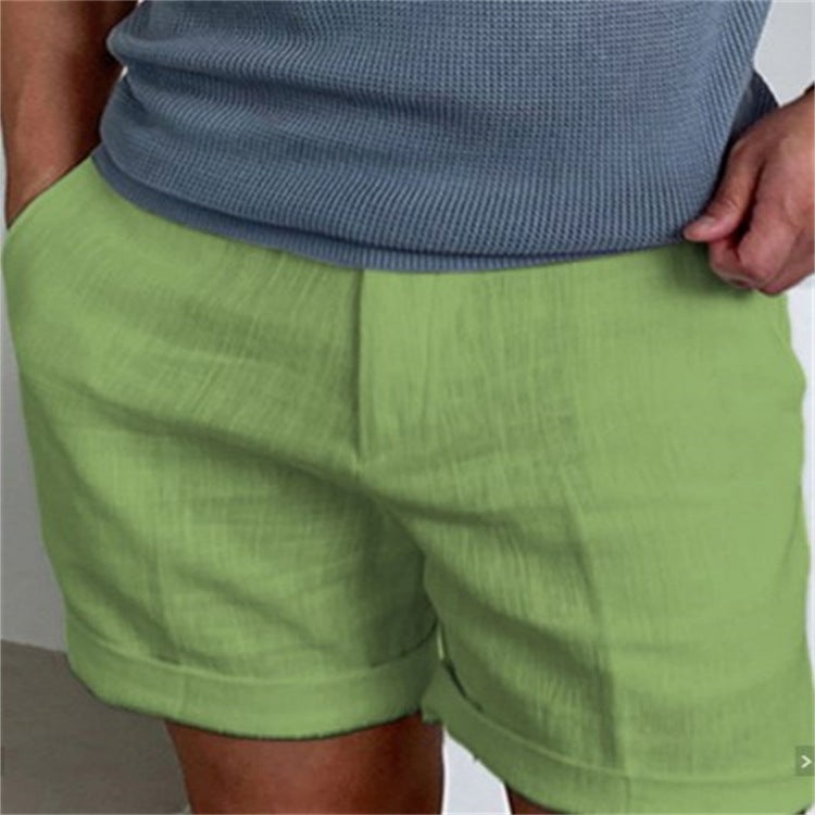 Men's Linen Cotton Blend Casual Shorts - Image 3