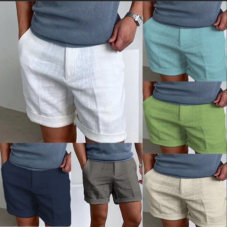 Men's Linen Cotton Blend Casual Shorts - Image 1