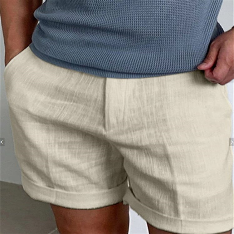 Men's Linen Cotton Blend Casual Shorts - Image 2