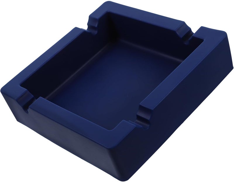 SHOWERORO Square Silicone Ashtray Large Smokers Ashtray Indoor Household Butt Container Heat Resistant Blue for Living Room Use - Image 1