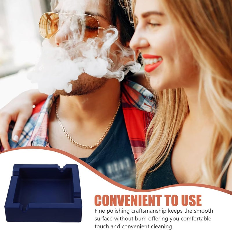 SHOWERORO Square Silicone Ashtray Large Smokers Ashtray Indoor Household Butt Container Heat Resistant Blue for Living Room Use - Image 5
