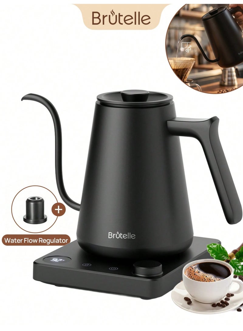 Brutelle V60 Gooseneck Kettle Coffee Kettle 800ML 1200W Power Knob Temperature Adjustment with Digital Display Temperature Automatic Insulation Stainless Steel Material Ideal for Home Office and Coffee Corner - Image 1