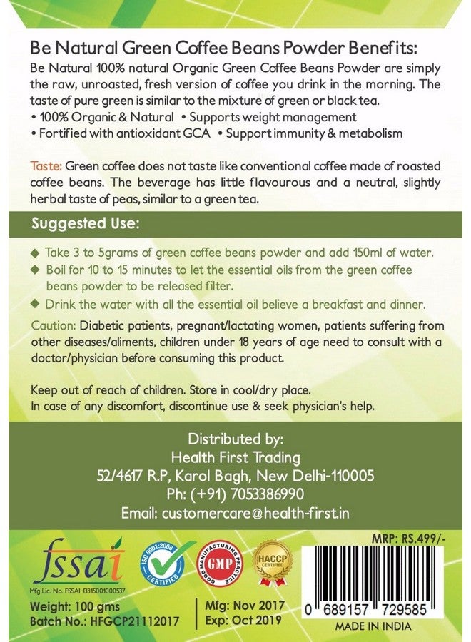 Be Natural Organic Green Coffee Beans Flavoured Powder For Weight Management - 100 Gram (Pack Of 1) - Image 3