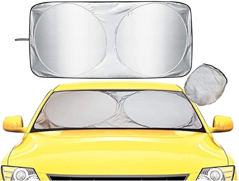 ECVV Car Windshield Sun Shade with Storage Pouch  The only Certified Foldable Sunshade Proven to Block 9987 UV Rays  Sun Heat Protection  Car Interior Cooler Accessories Standard